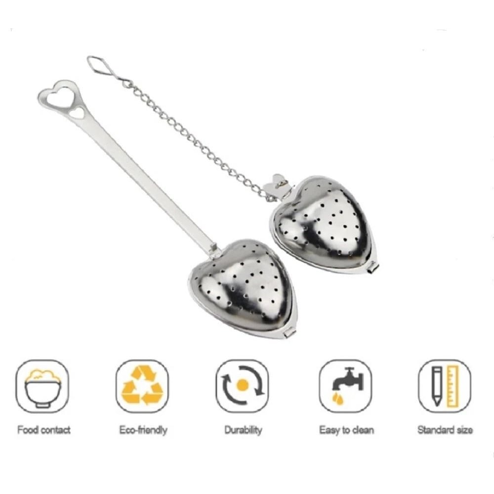 Heart Tea Infuser Set Stainless Steel Loose Leaf Tea Strainer Spoons 4