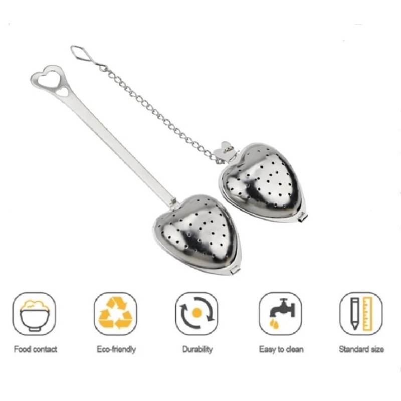 Heart Tea Infuser Set Stainless Steel Loose Leaf Tea Strainer Spoons 4