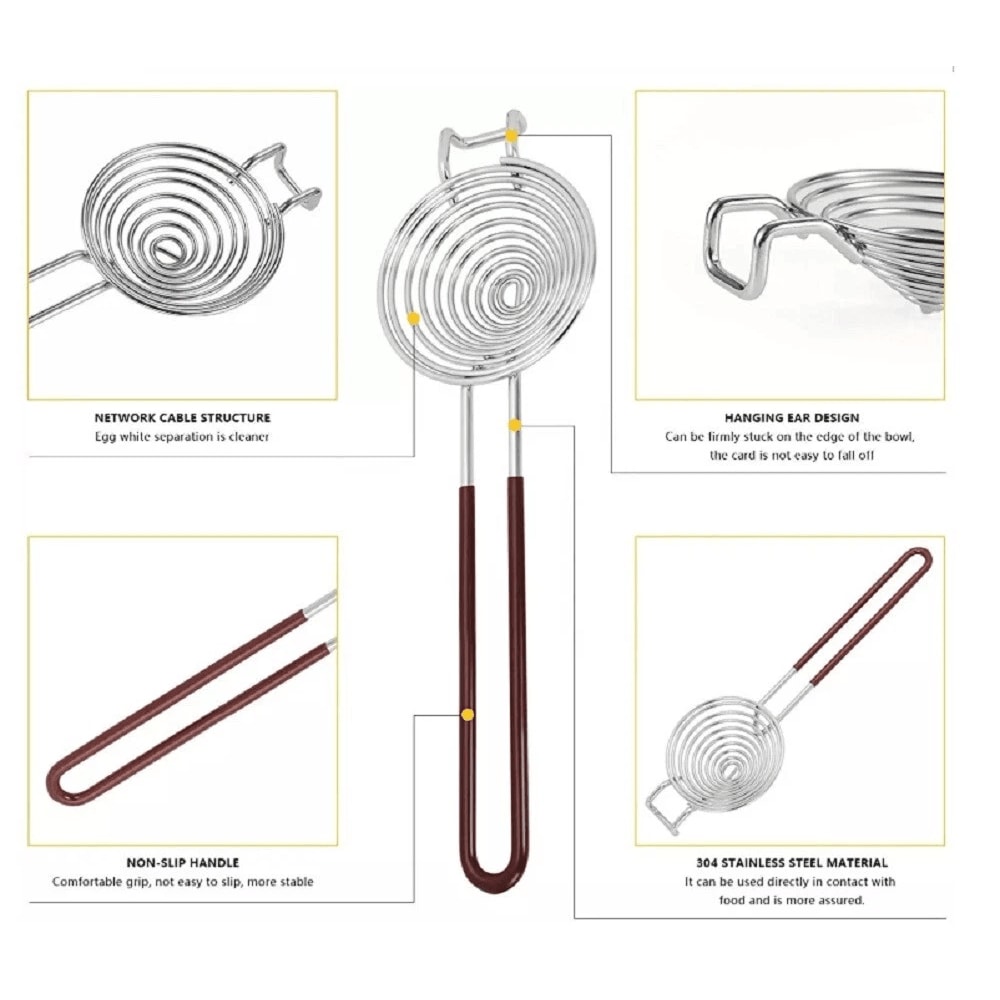 Stainless Steel Egg Separator Tool For Yolk And White Sifting In Baking Cooking 6