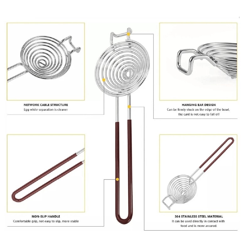 Stainless Steel Egg Separator Tool For Yolk And White Sifting In Baking Cooking 6