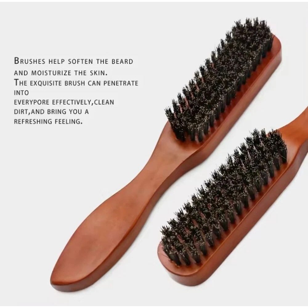 Beard Brush With Boar Bristles For Mustache Beard Care Grooming Tool For Men 1