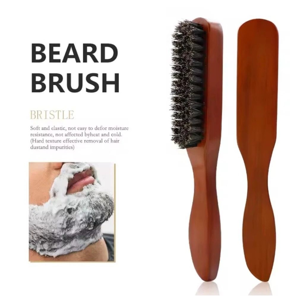 Beard Brush With Boar Bristles For Mustache Beard Care Grooming Tool For Men 2