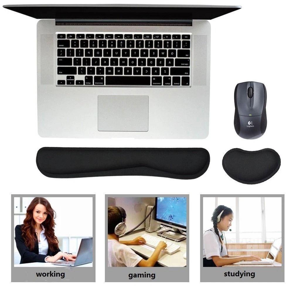 Memory Foam Keyboard And Mouse Wrist Rest Set Ergonomic Gel Support Cushion 1