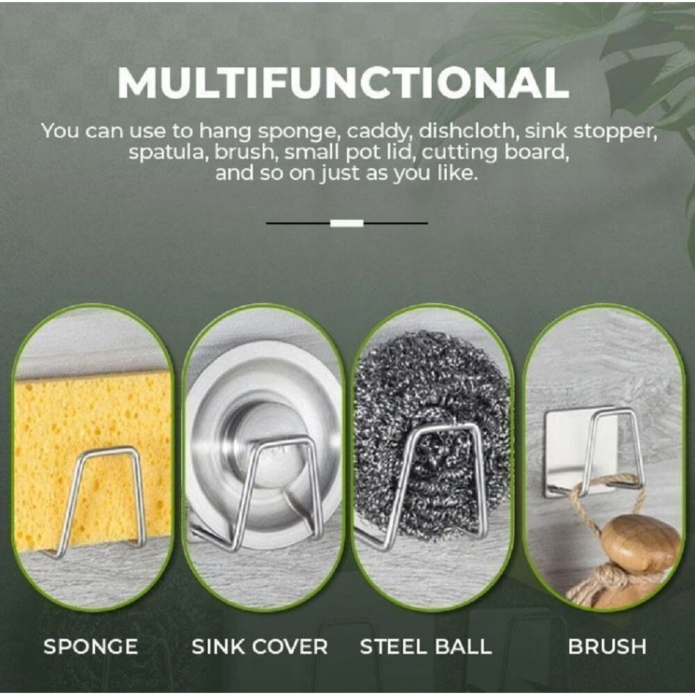 Premium Stainless Steel Sink Sponge Holder Adhesive Kitchen Caddy Organizer Set 1