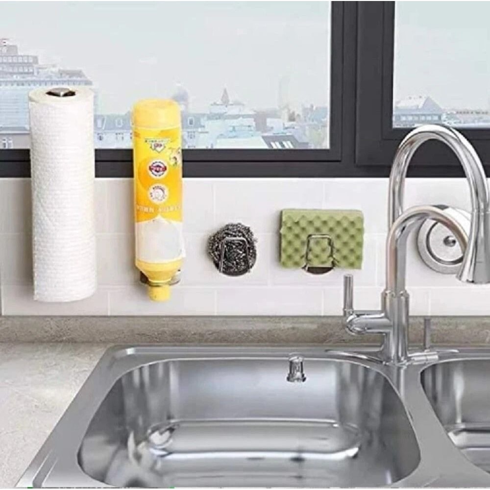 Premium Stainless Steel Sink Sponge Holder Adhesive Kitchen Caddy Organizer Set 3