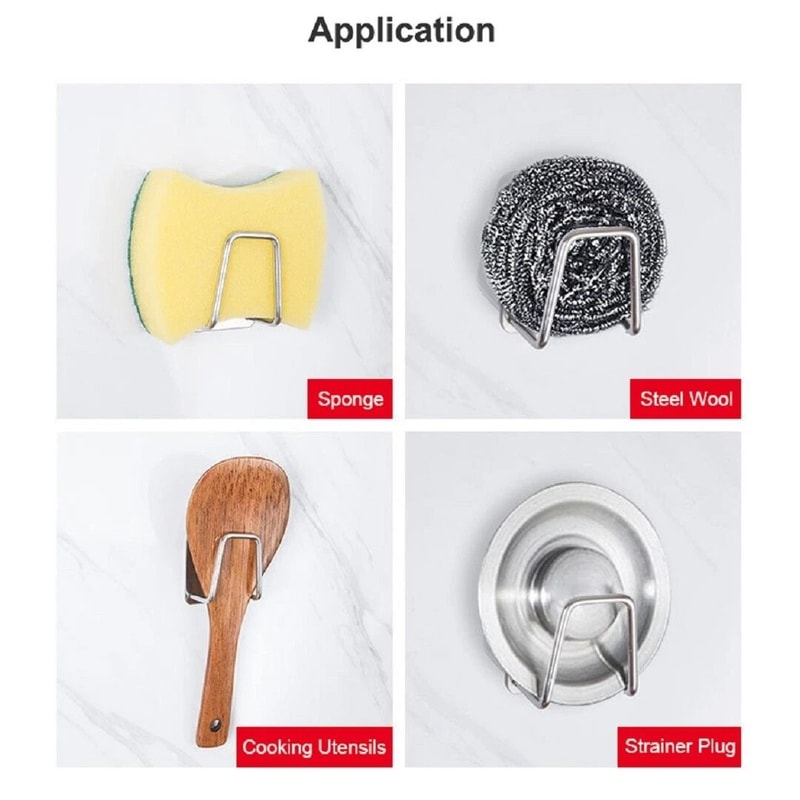 Premium Stainless Steel Sink Sponge Holder Adhesive Kitchen Caddy Organizer Set 8