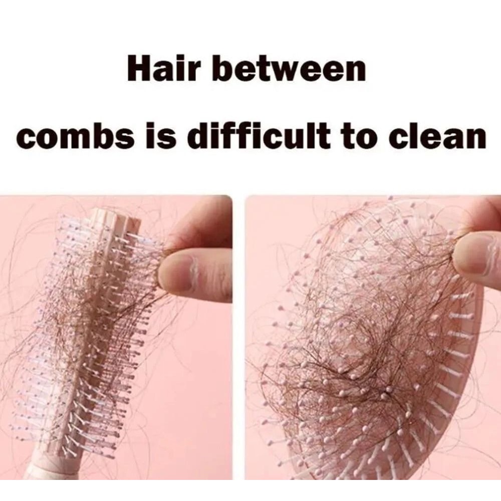 Hair Brush Cleaner Tool With Metal Rake Wooden Handle Lint Dust Remover For Hairbrushes 5