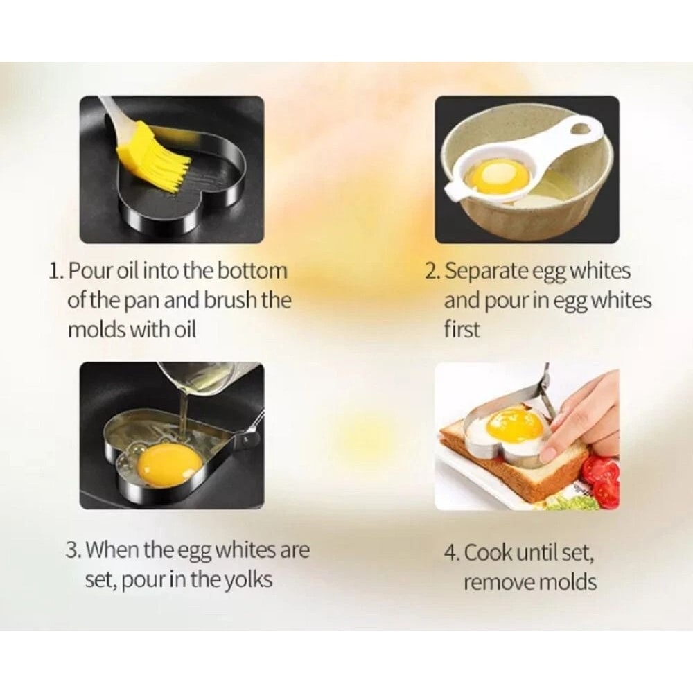Stainless Steel Egg Rings Nonstick Pancake Mold Set For Frying Breakfast 2