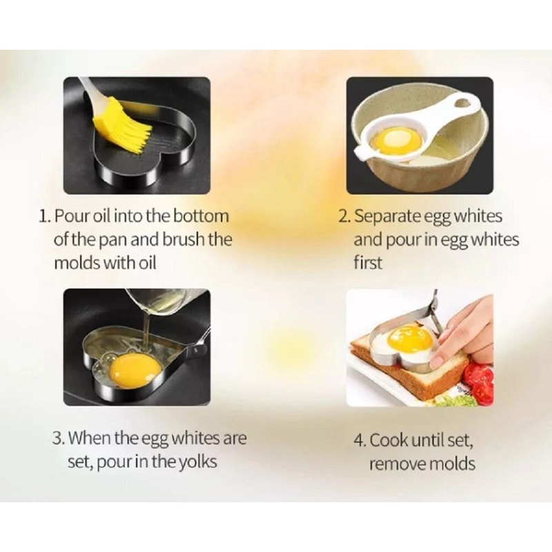 Stainless Steel Egg Rings Nonstick Pancake Mold Set For Frying Breakfast 2