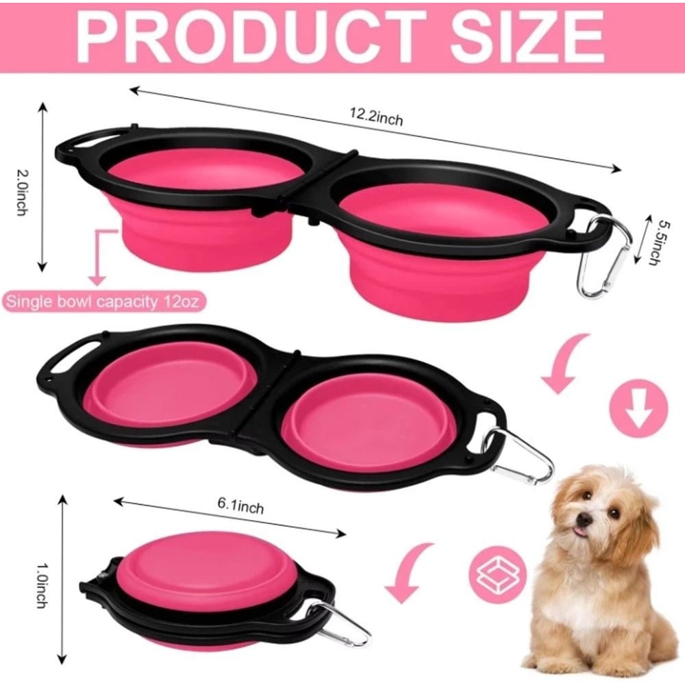 Collapsible Silicone Dog Bowl Portable 2 In 1 Travel Food Water Dish 3