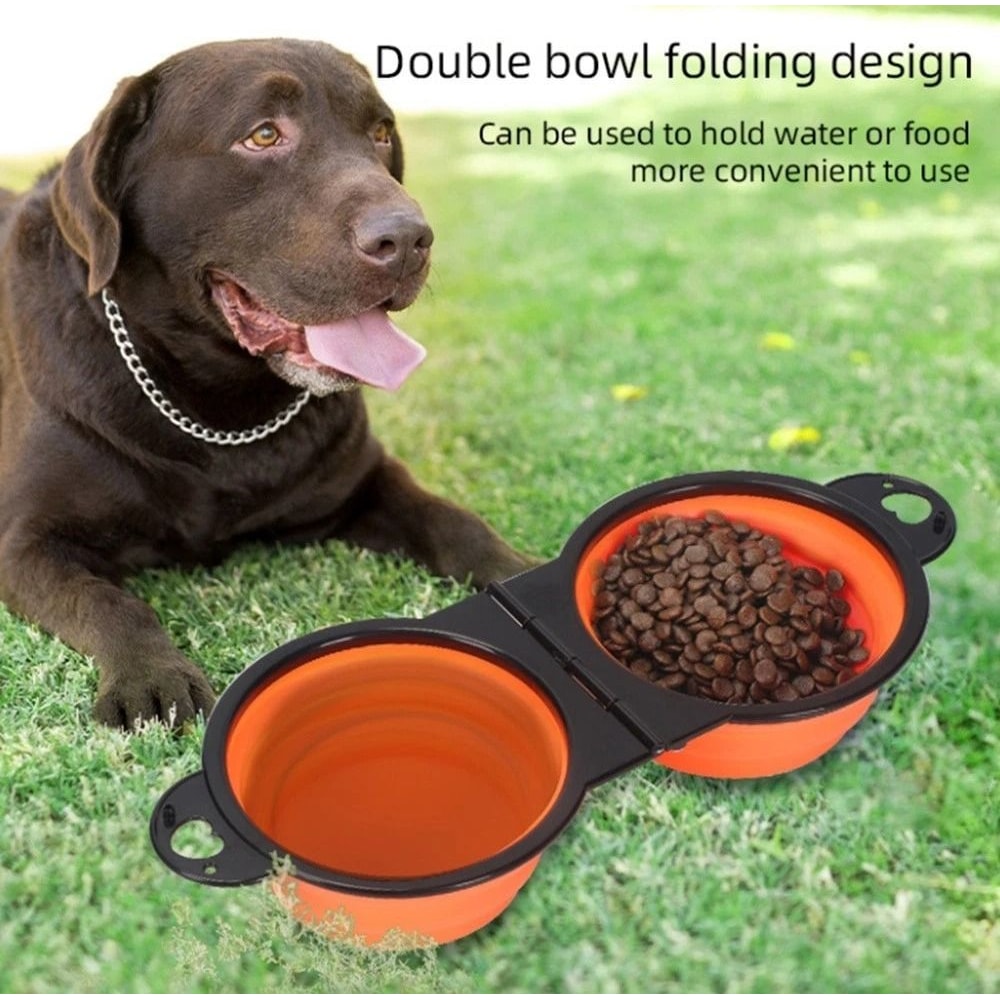 Collapsible Silicone Dog Bowl Portable 2 In 1 Travel Food Water Dish 7