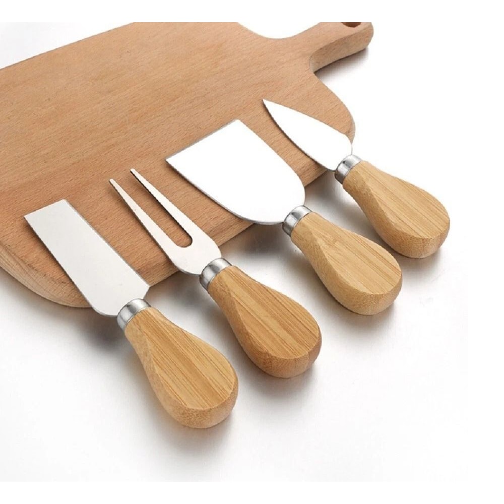 Cheese Knife Set Stainless Steel Cutters With Wooden Handles For Easy Serving 0