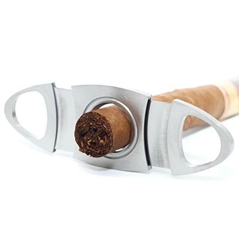 Stainless Steel Double Blade V Cut Cigar Cutter Precision Pocket Scissors For Clean Cuts 0
