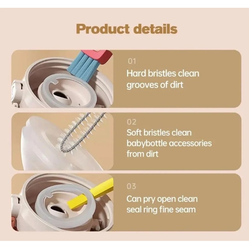 3 In 1 Cup Lid Cleaning Brush Set For Bottles Straws And Crevices 2