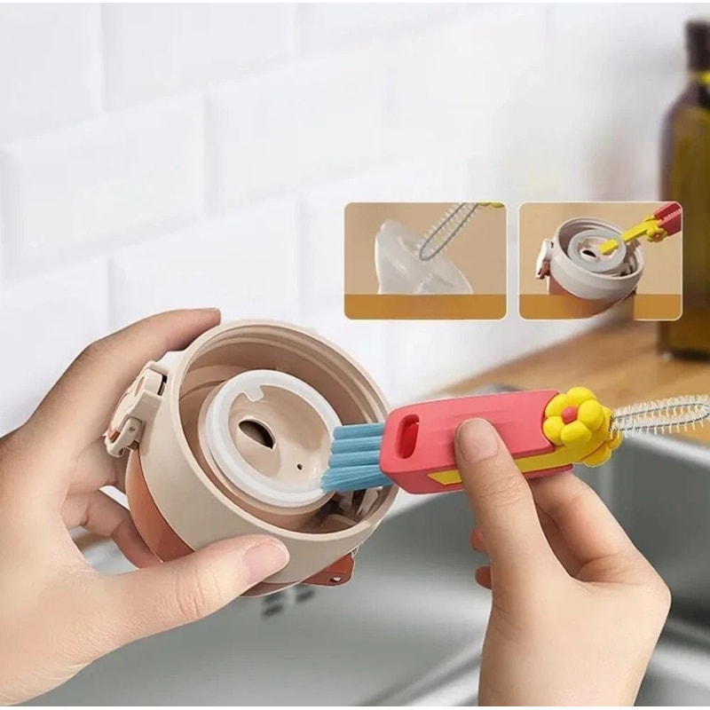 3 In 1 Cup Lid Cleaning Brush Set For Bottles Straws And Crevices 7
