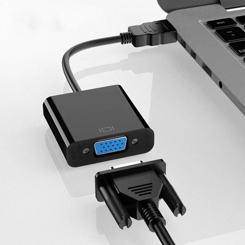 HDMI To VGA Adapter With Audio And Power For Monitor Projector Laptop 0