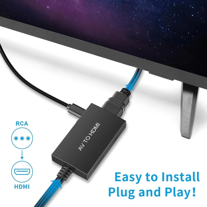 RCA To HDMI Converter AV To HDMI Adapter For PS2 PS3 Xbox VHS VCR DVD 2