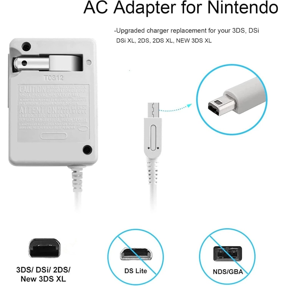 3DS Charger AC Adapter For 2DS DSi DSi XL Home Wall Power Cable 7