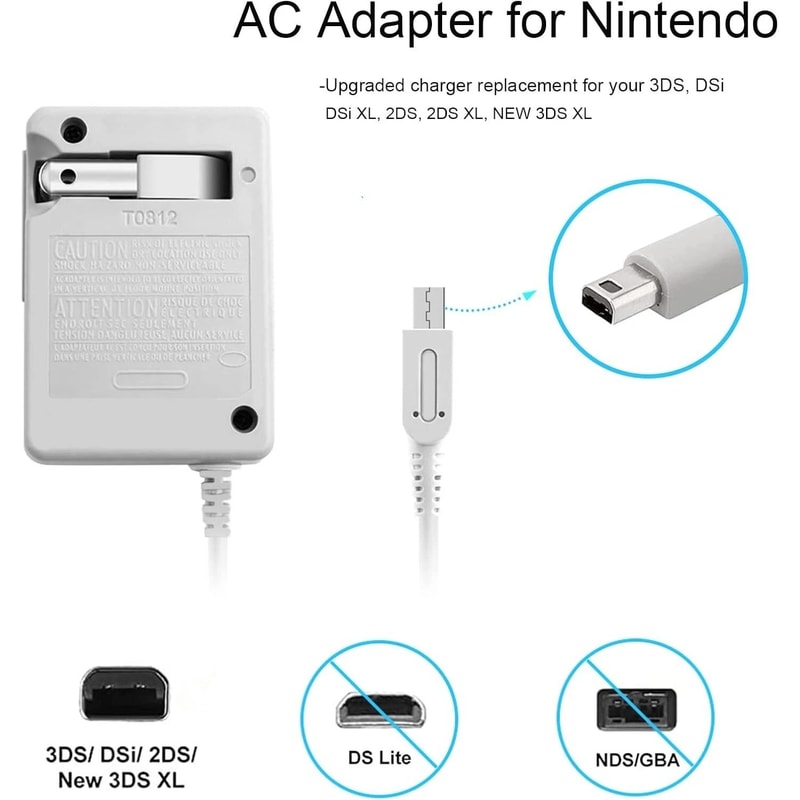 3DS Charger AC Adapter For 2DS DSi DSi XL Home Wall Power Cable 7