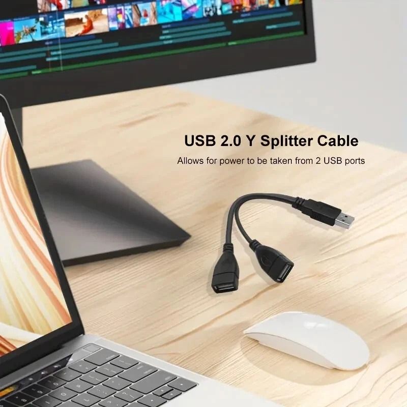 2 Port USB Splitter Cable USB Adapter With Dual Female Ports For Easy Power And Device Connection 3