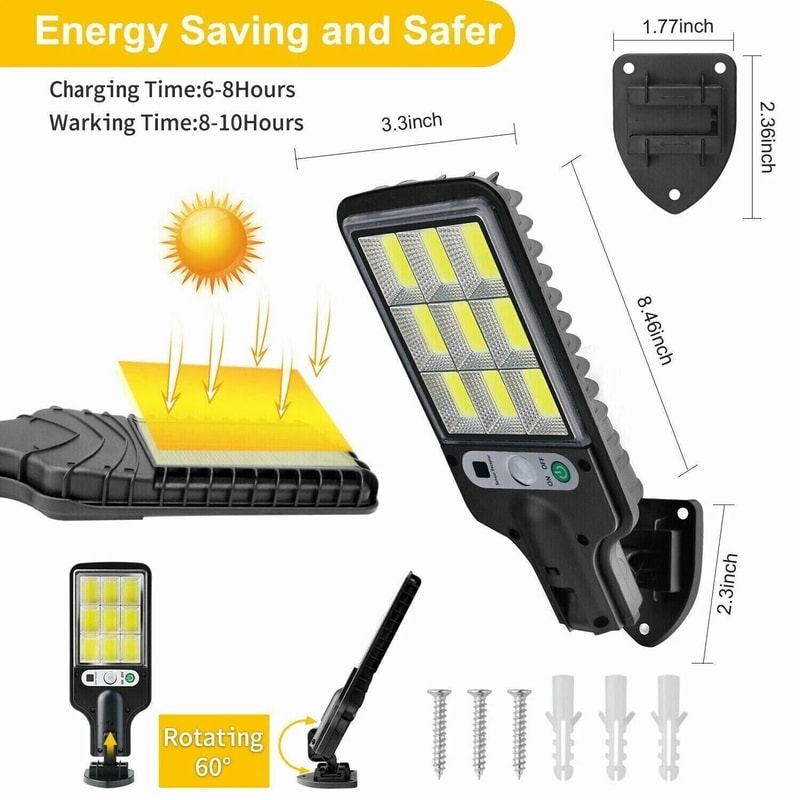 Solar Motion Sensor Wall Light IP65 Waterproof LED Security Flood Lamp 6