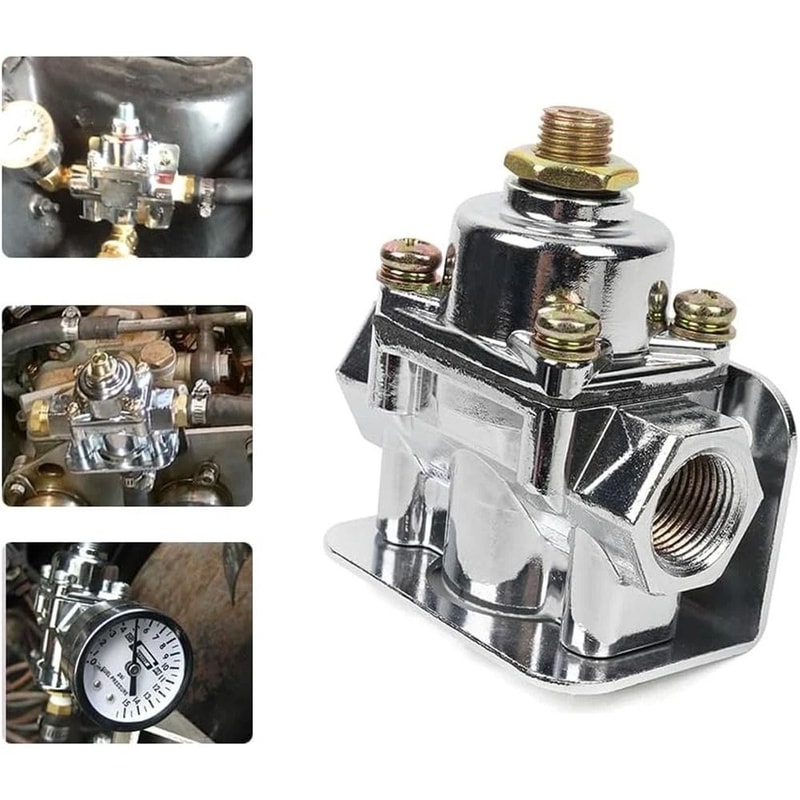 Holley Style Adjustable Fuel Pressure Regulator 2 Port PSI For Carburetor 6