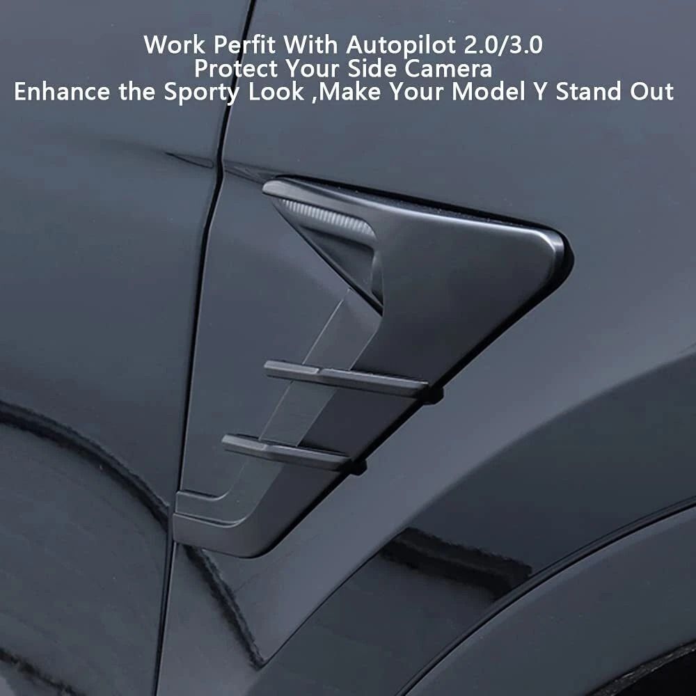 Gloss Black Side Camera Cover Trim For Tesla Model Model Y ABS Fender Camera Pair 6