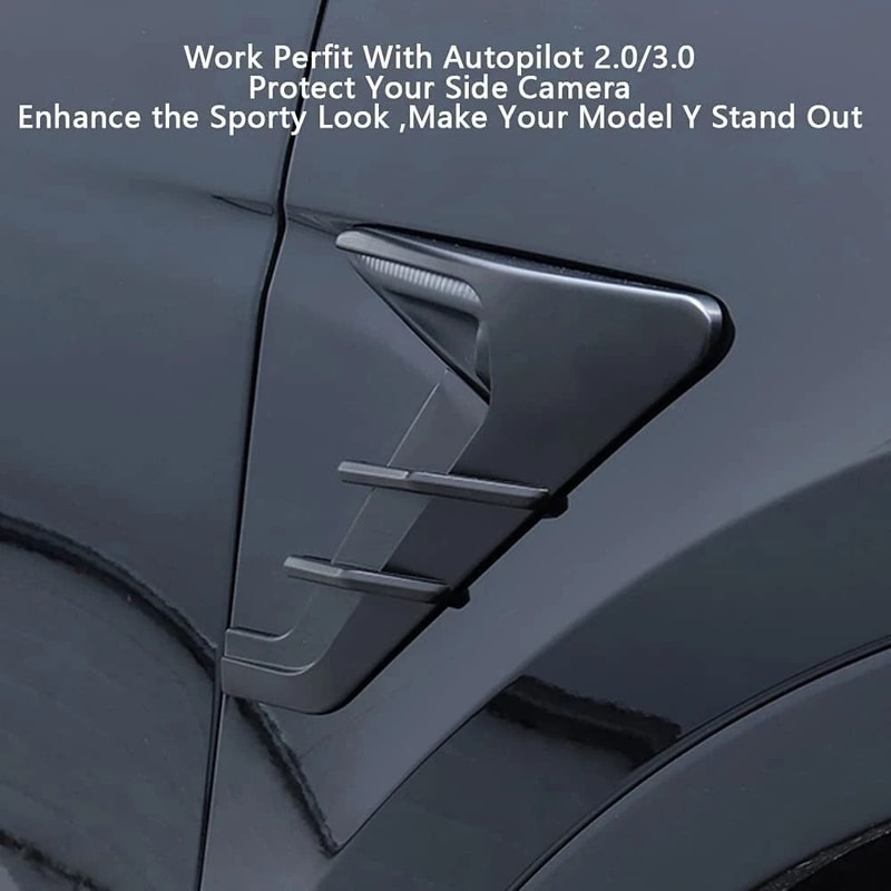 Gloss Black Side Camera Cover Trim For Tesla Model Model Y ABS Fender Camera Pair 6