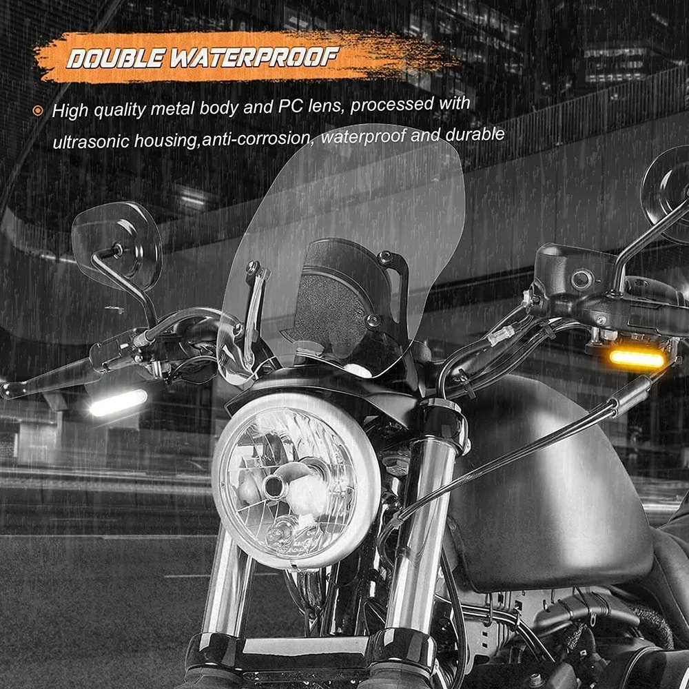 Harley Sportster LED Turn Signals With Running Lights For Mirror Mount 3
