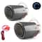Universal LED Exhaust Tip Pair With Carbon Fiber Look Inlet Curved Muffler Tail Pipes 1