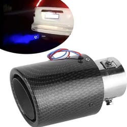 universal led exhaust tip pair with carbon fiber look inlet curved muffler tail pipes