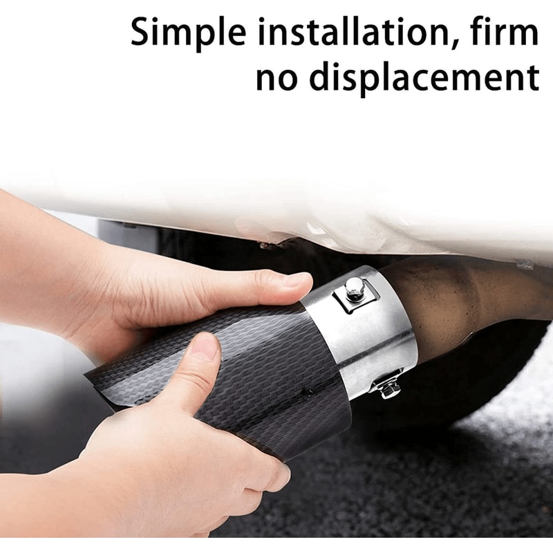 Universal LED Exhaust Tip Pair With Carbon Fiber Look Inlet Curved Muffler Tail Pipes 9