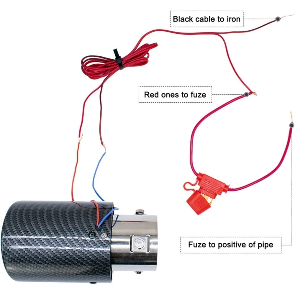 Universal LED Exhaust Tip Pair With Carbon Fiber Look Inlet Curved Muffler Tail Pipes 7