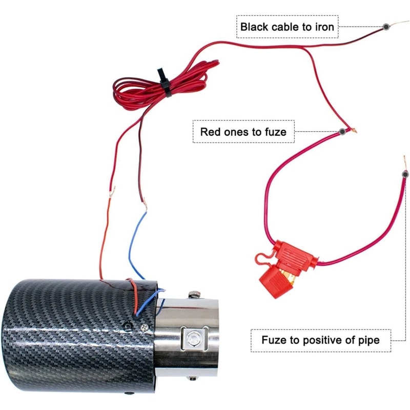 Universal LED Exhaust Tip Pair With Carbon Fiber Look Inlet Curved Muffler Tail Pipes 7