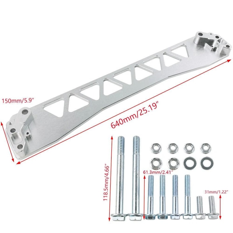 Honda Civic EK Rear Lower Tie Bar Billet Subframe Brace Silver 10