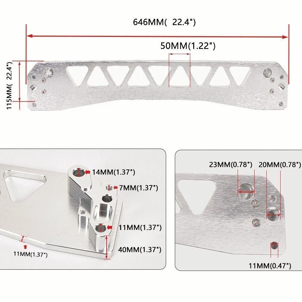 Honda Civic EK Rear Lower Tie Bar Billet Subframe Brace Silver 9