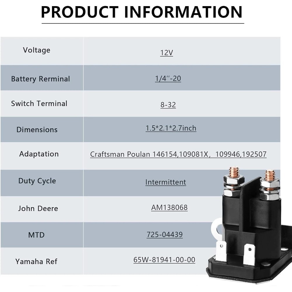 Cub Cadet Starter Relay Solenoid Replacement For MTD Lawn Tractors 11
