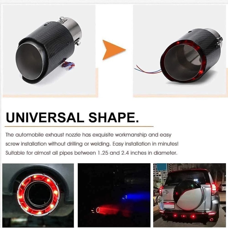 Universal LED Carbon Fiber Exhaust Tip 3