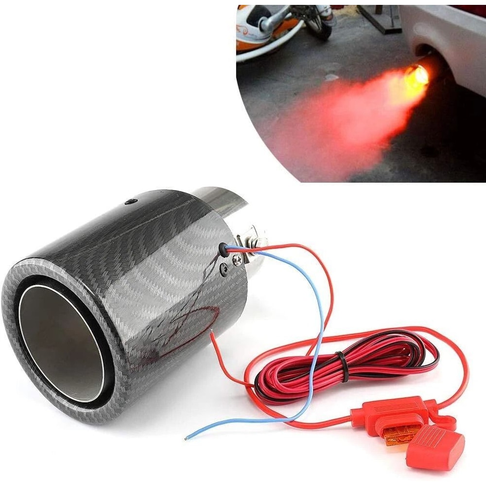 Universal LED Carbon Fiber Exhaust Tip 0