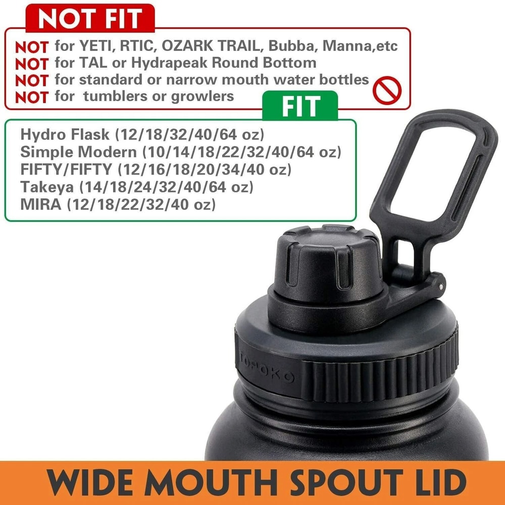 Hydro Flask Wide Mouth Replacement Lid With Handle Black Leakproof Bottle Cap 1