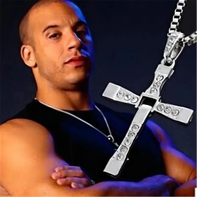 Classic Silver Rhinestone Jesus Cross Pendant Necklace For Men Crystal Jewelry 1