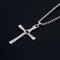 Classic Silver Rhinestone Jesus Cross Pendant Necklace For Men Crystal Jewelry 2