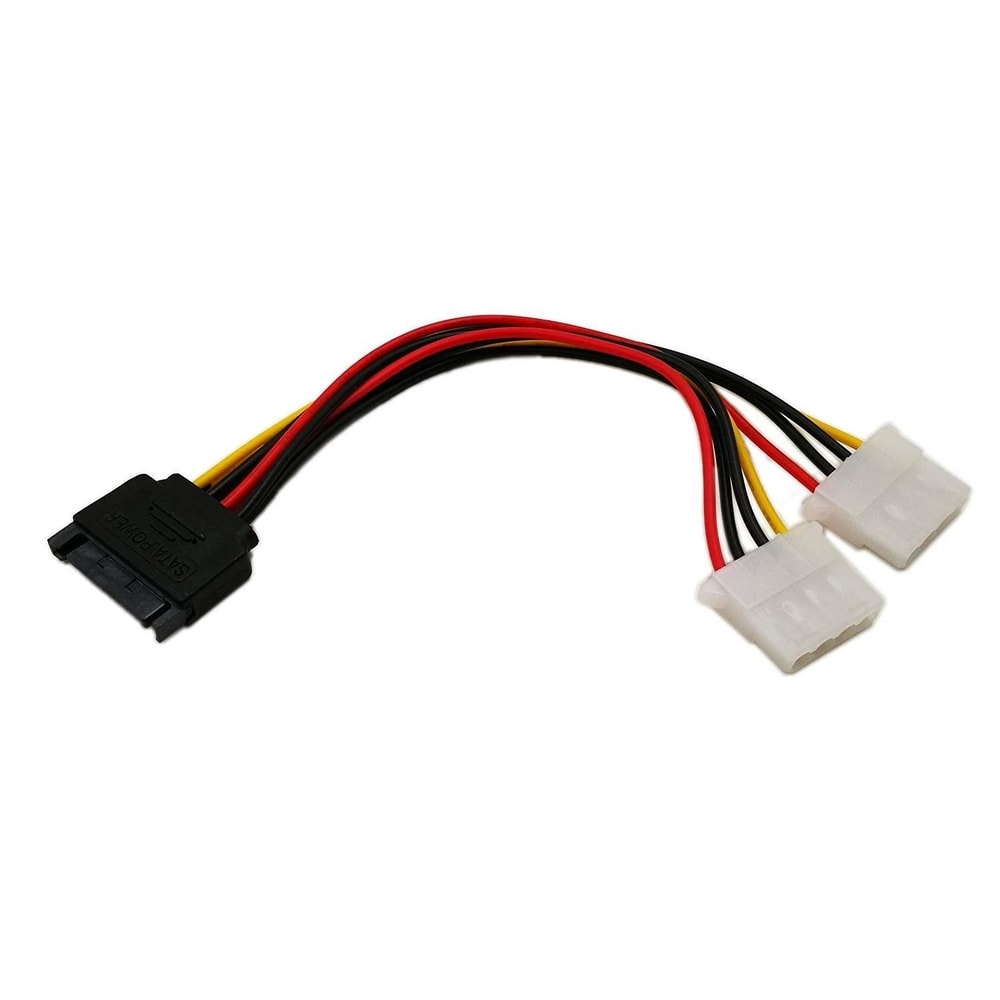 15 Pin SATA To Dual 4 Pin Molex Power Splitter Cable For HDD IDE Drives 0