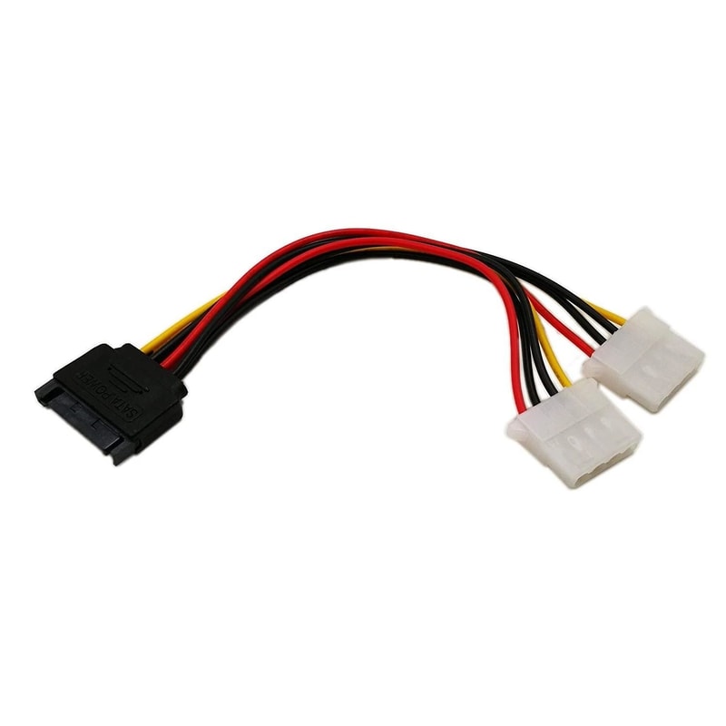 15 Pin SATA To Dual 4 Pin Molex Power Splitter Cable For HDD IDE Drives 0