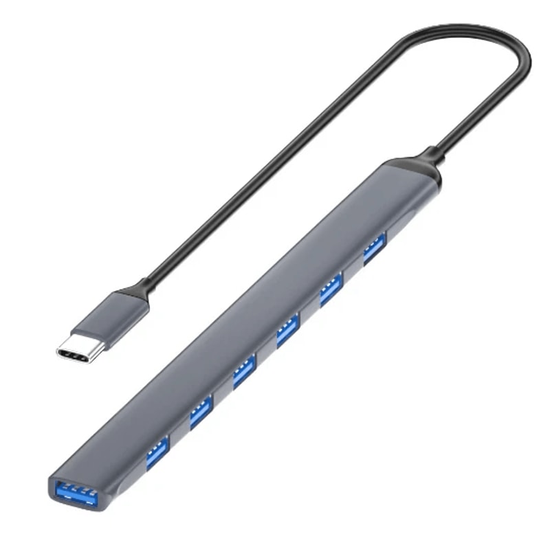 7 Port USB C Hub Multiport Adapter With 6 USB And 1 USB 1