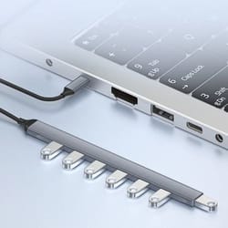 7 port usb c hub multiport adapter with 6 usb and 1 usb