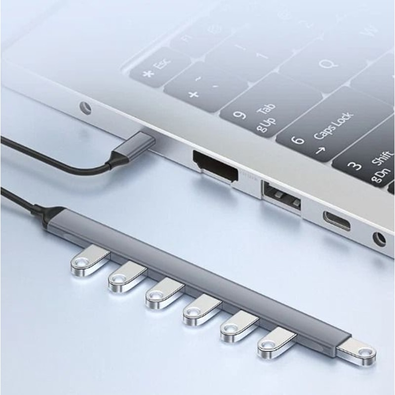 7 Port USB C Hub Multiport Adapter With 6 USB And 1 USB 0