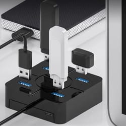 4 port usb hub adapter splitter with micro power port for laptop tablet and desktop