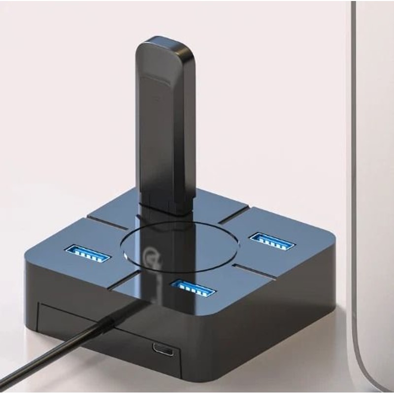 4 Port USB Hub Adapter Splitter With Micro Power Port For Laptop Tablet And Desktop 1