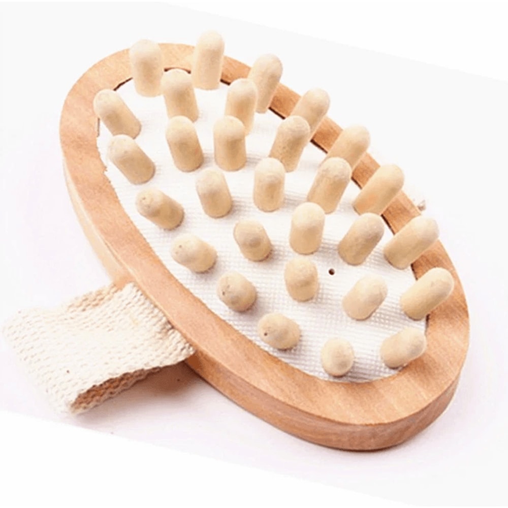 Wooden Cellulite Massage Brush Handheld Body Massager For Dry Brushing 1